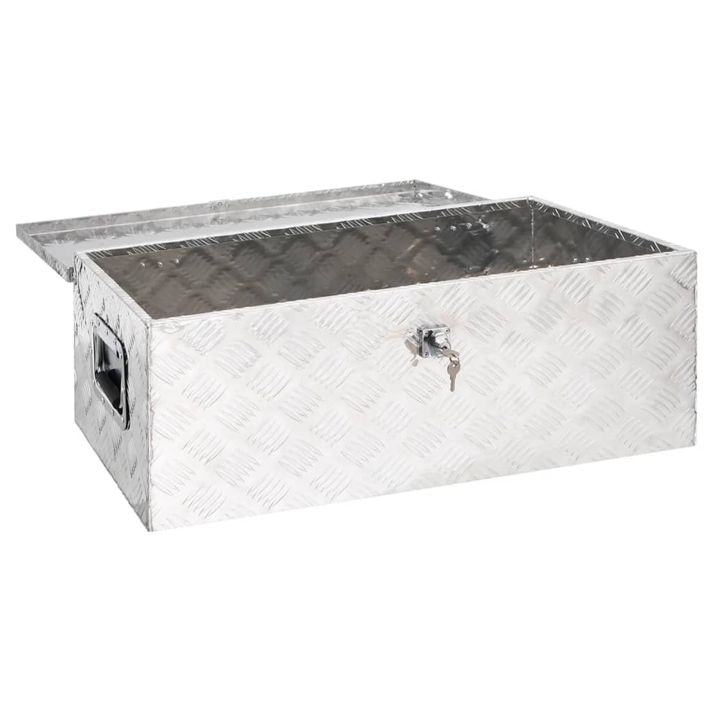 vidaXL Storage Box Silver 35.4"x18.5"x13.2" Aluminum