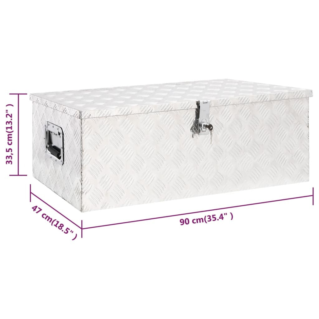 vidaXL Storage Box Silver 35.4"x18.5"x13.2" Aluminum