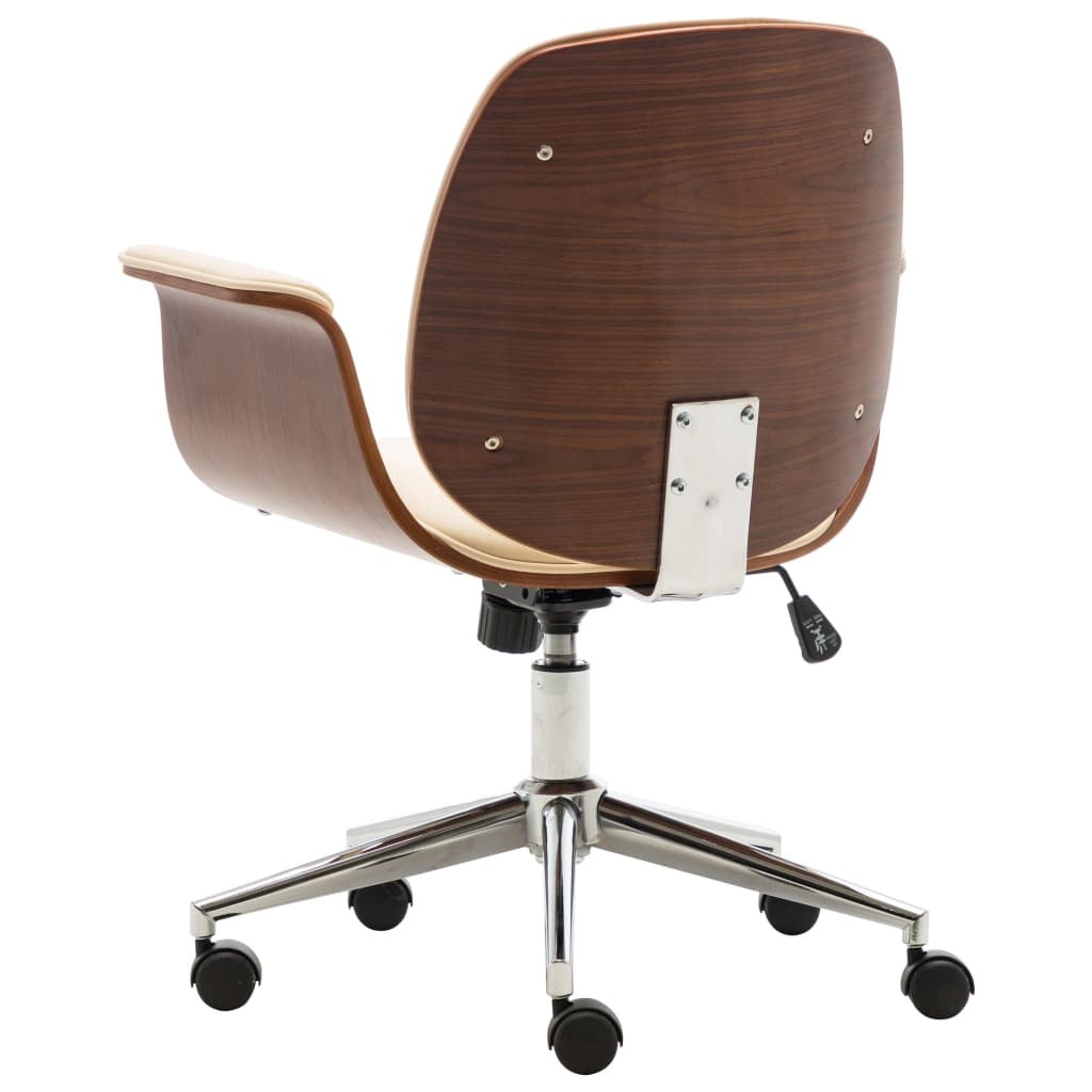 vidaXL Office Chair Cream Bent Wood and Faux Leather