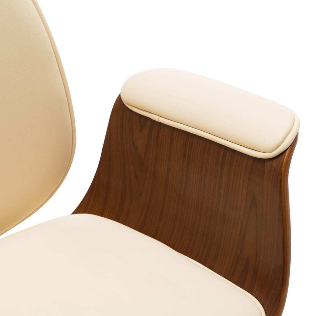 vidaXL Office Chair Cream Bent Wood and Faux Leather