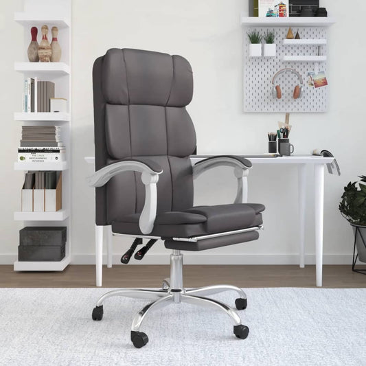 vidaXL Reclining Office Chair Gray Faux Leather