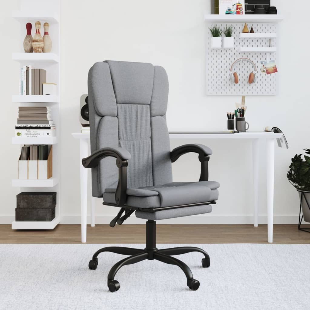 vidaXL Reclining Office Chair Light Gray Fabric