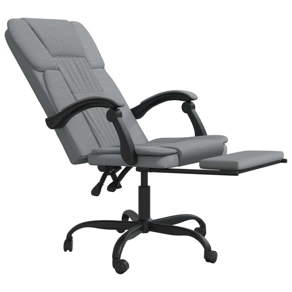 vidaXL Reclining Office Chair Light Gray Fabric