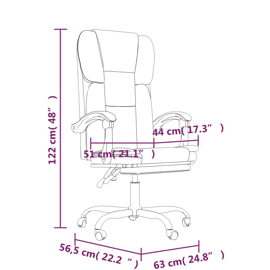 vidaXL Reclining Office Chair Light Gray Fabric