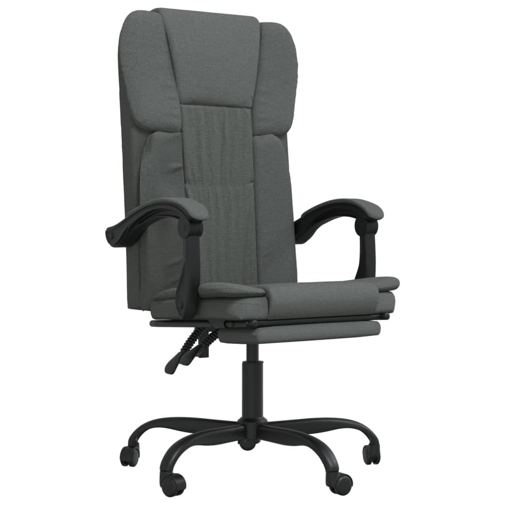 vidaXL Reclining Office Chair Dark Gray Fabric