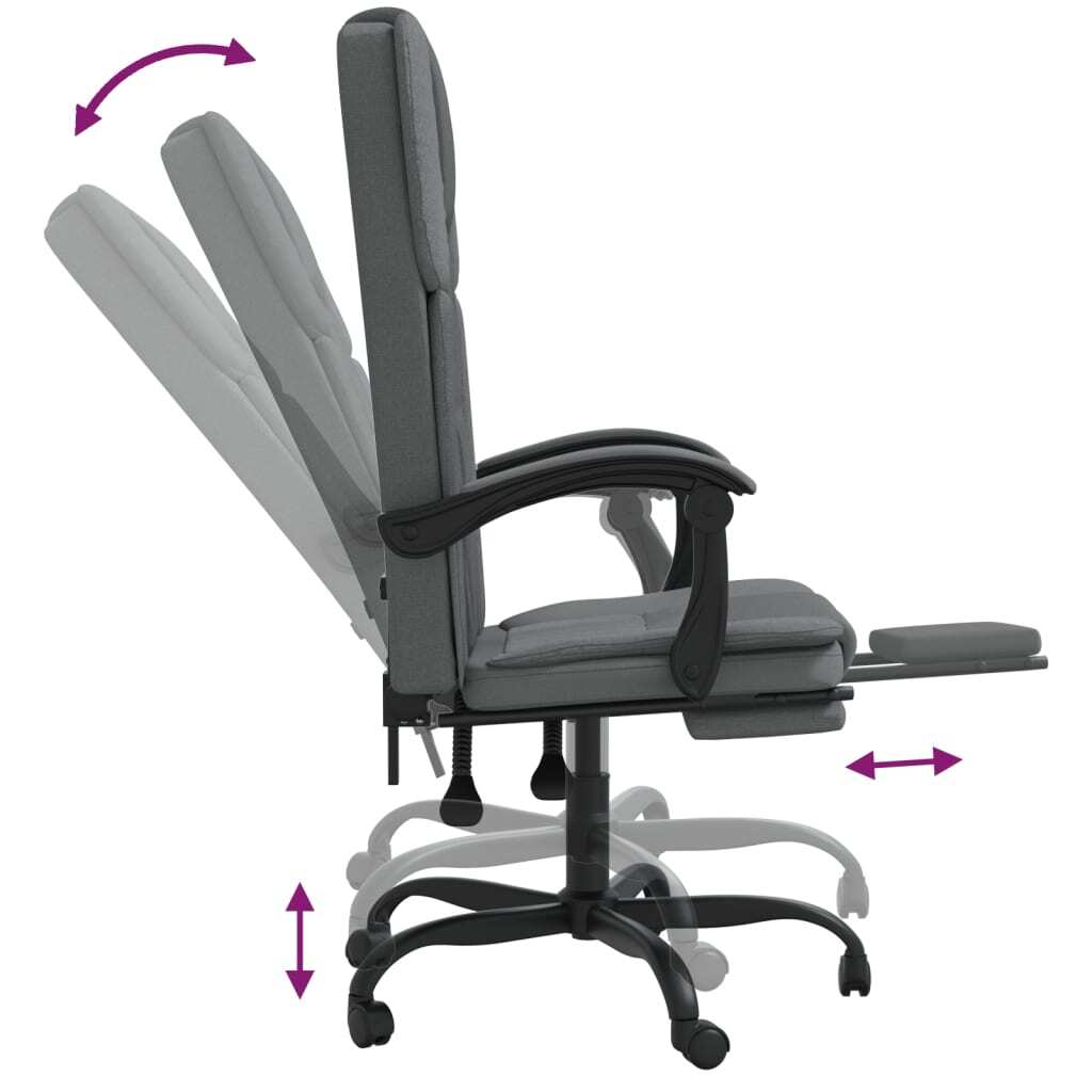 vidaXL Reclining Office Chair Dark Gray Fabric