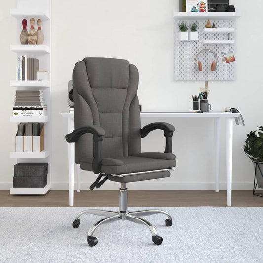 vidaXL Reclining Office Chair Dark Gray Fabric