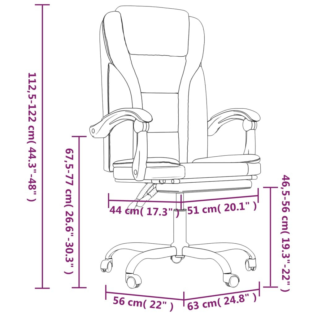 vidaXL Reclining Office Chair Dark Gray Fabric