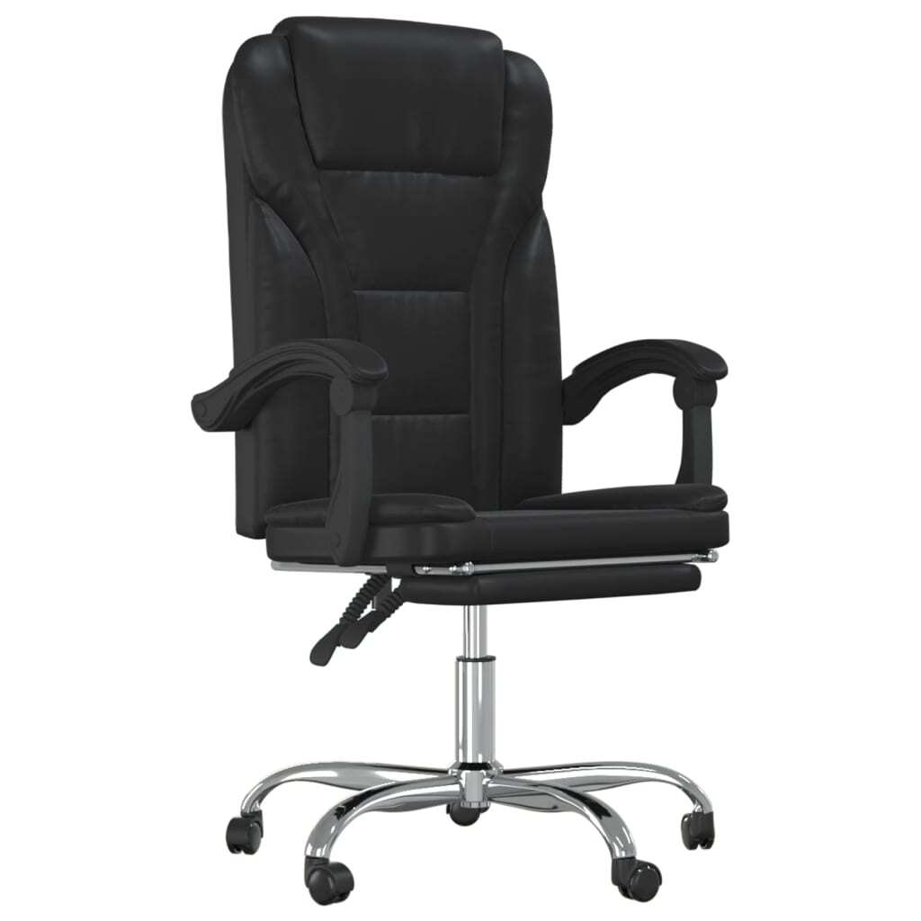 vidaXL Reclining Office Chair Black Faux Leather