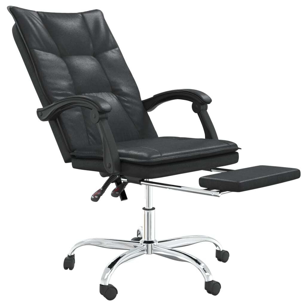 vidaXL Reclining Office Chair Black Faux Leather