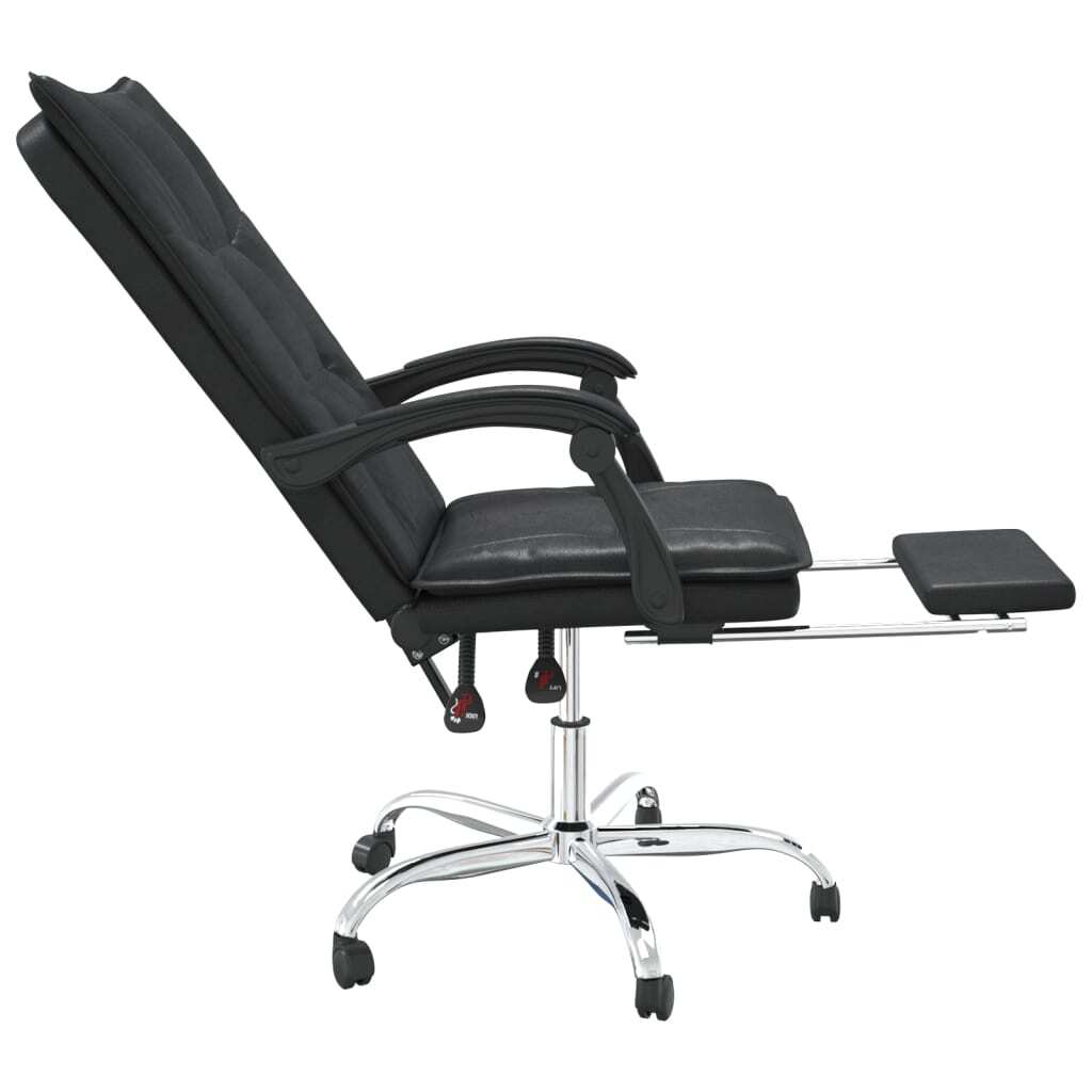 vidaXL Reclining Office Chair Black Faux Leather