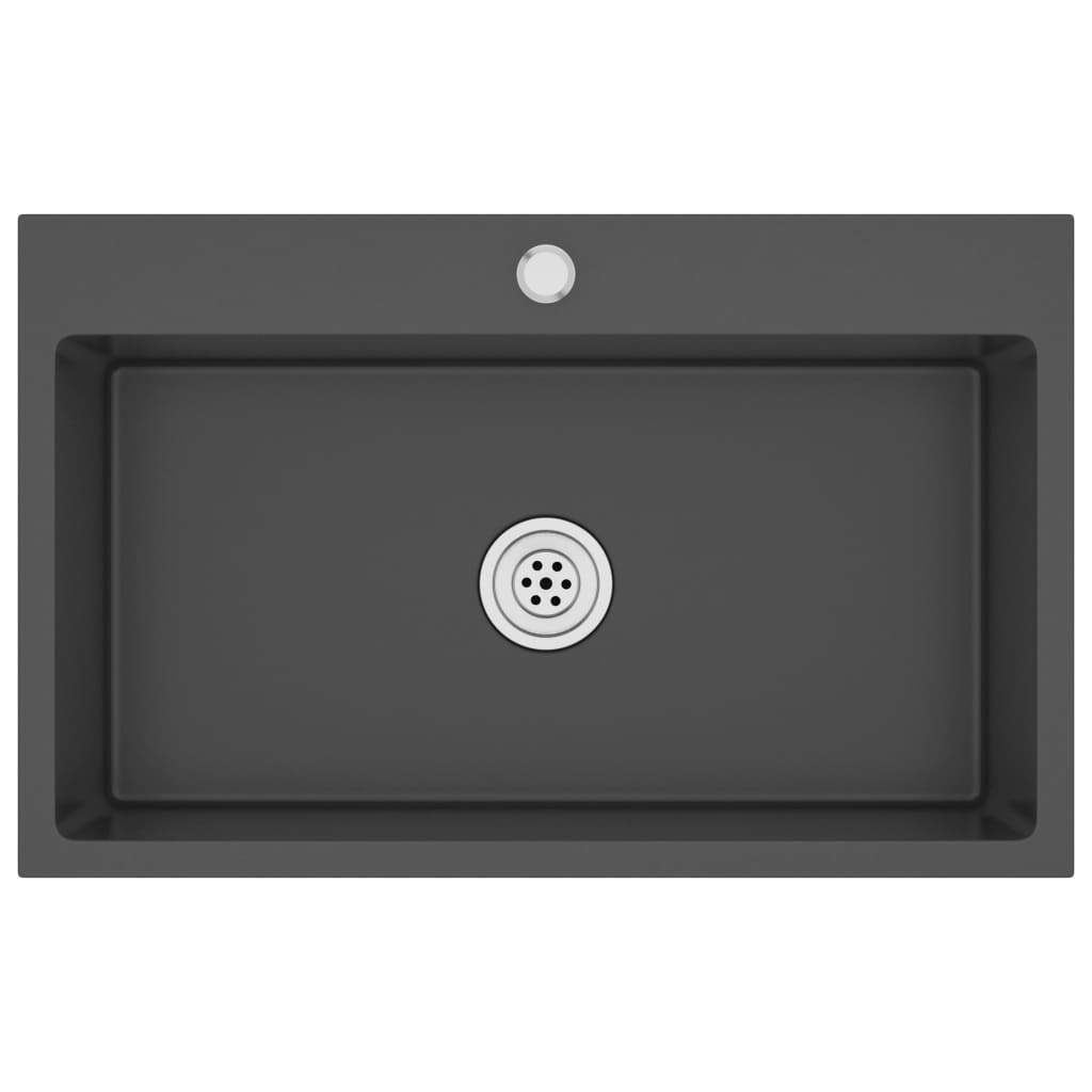 vidaXL Handmade Kitchen Sink Black Stainless Steel