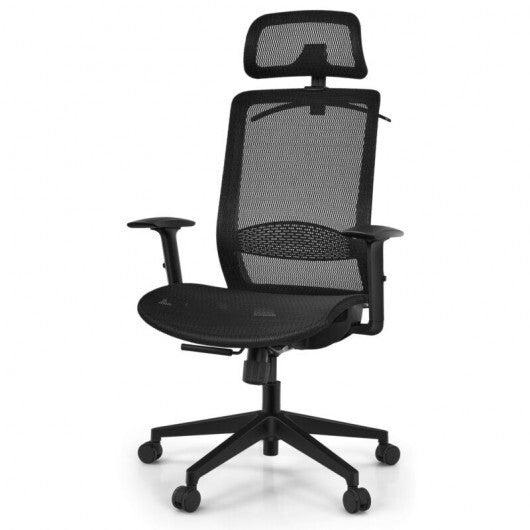 Height Adjustable Ergonomic High Back Mesh Office Chair with Hange-Black - Color: Black