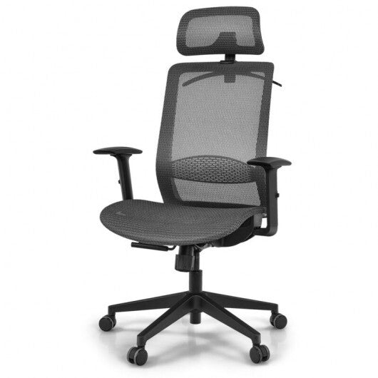 Height Adjustable Ergonomic High Back Mesh Office Chair with Hange-Gray - Color: Gray