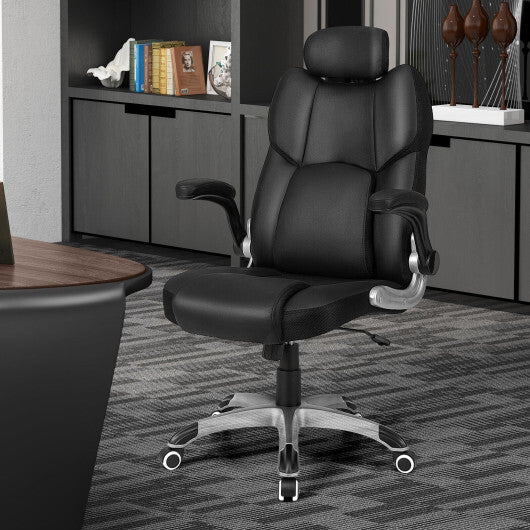 Kneading Massage Office Chair with Adjustable Headrest-Black - Color: Black