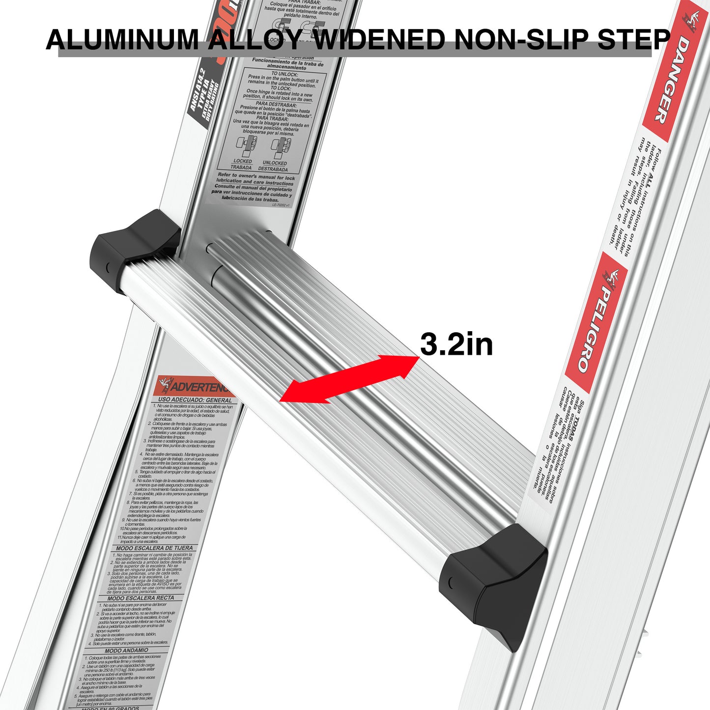 Aluminum Multi-Position Ladder with Wheels, 300 lbs Weight Rating, 17 FT