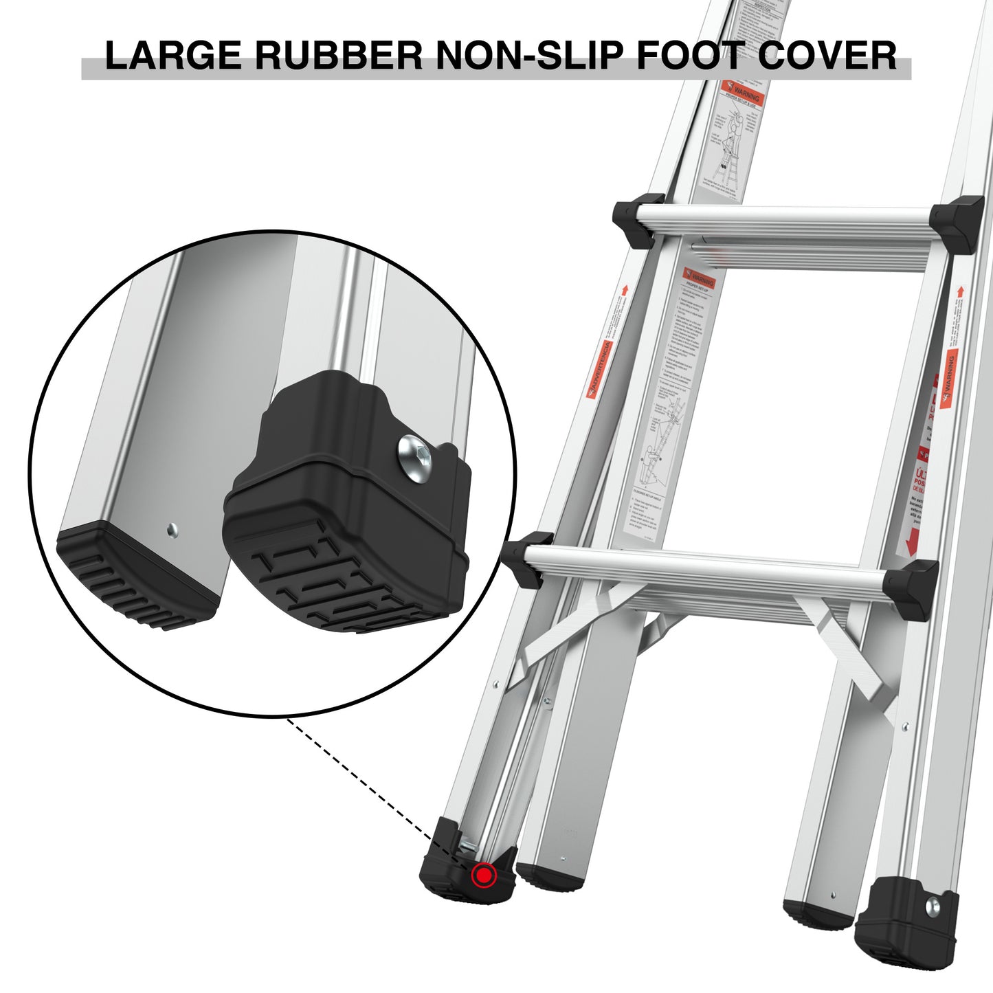 Aluminum Multi-Position Ladder with Wheels, 300 lbs Weight Rating, 17 FT