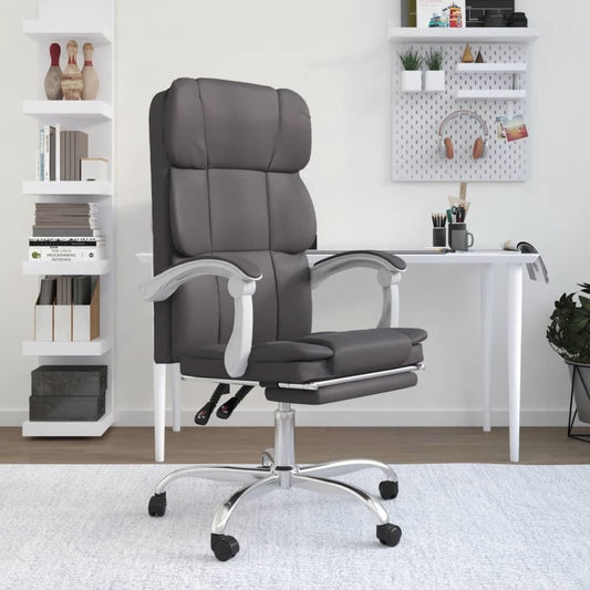 Reclining Office Chair Gray Faux Leather