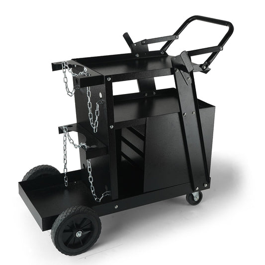 VEVOR Welding Cart, 2-Tier 4 Drawers Welder Cart with 265 LBS Weight Capacity, 360? Swivel Wheels, Tank Storage Safety Chains, Heavy Duty Rolling MIG Welder Cart for Mig Welder and Plasma Cutter