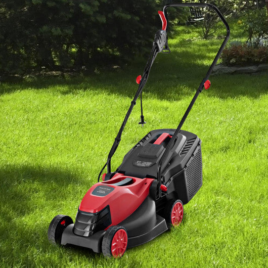 10 AMP 13 Inch Electric Corded Lawn Mower with Collection Box-Red - Color: Red