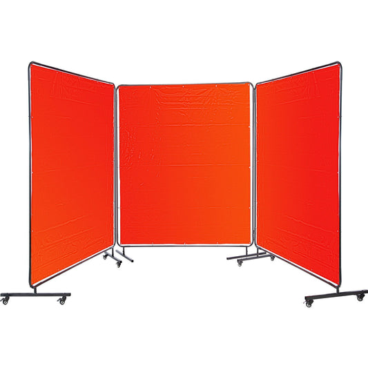 VEVOR Welding Screen Welding Curtain 3 Panel 6' x 6' Flame Retardant, Frame, Red