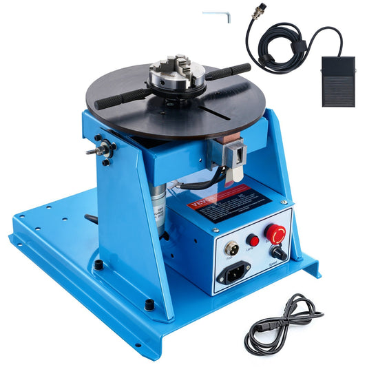 VEVOR Rotary Welding Positioner 10KG, 0-90? Welding Positioning Turntable Table with 8.1 Inch 3-Jaw Lathe Chuck, 1-12 RPM 20W Portable Welder Positioning Machine for Cutting Grinding Assembly Testing