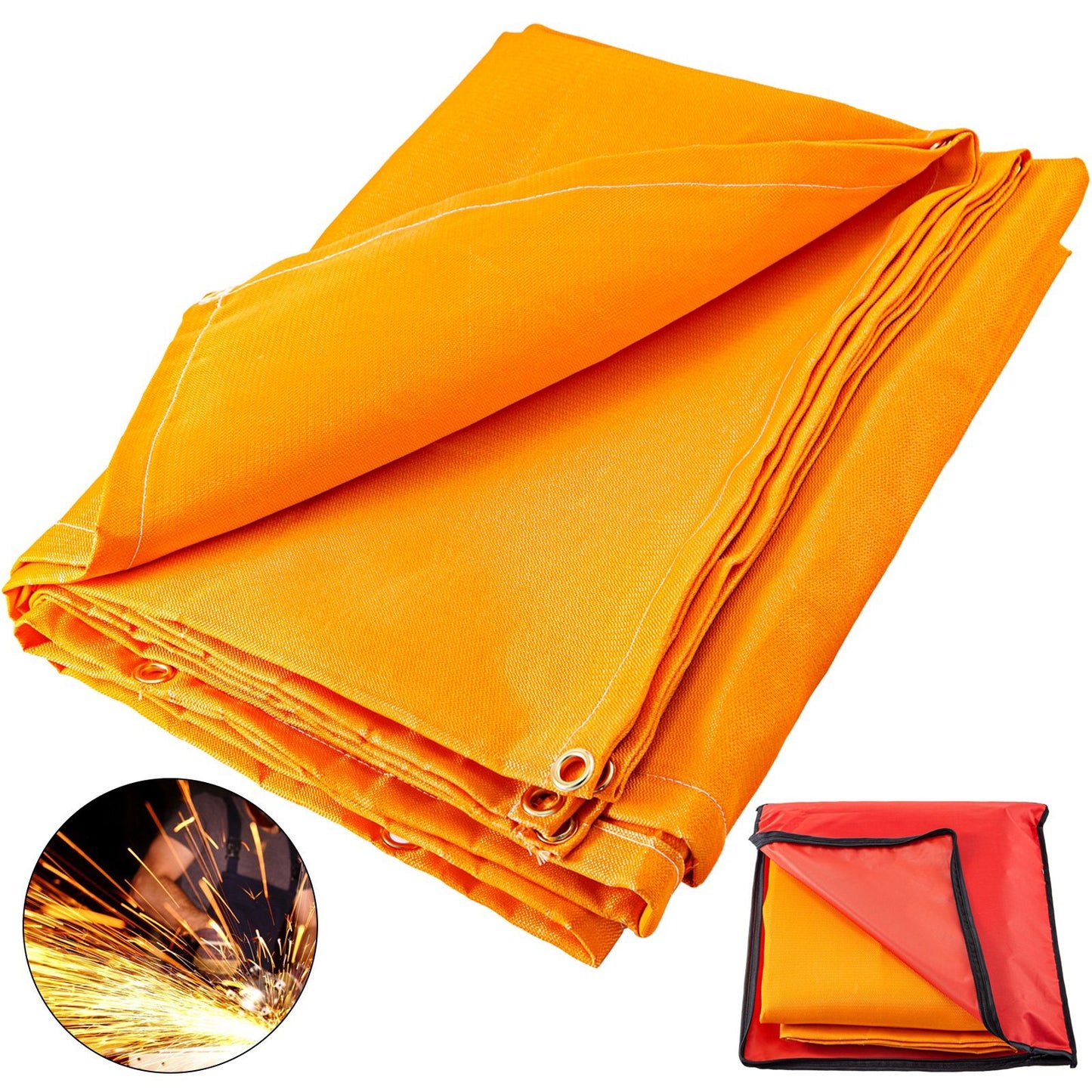 VEVOR 6 x 10 Ft Welding Blanket Orange Fiberglass Blanket Portable Fiberglass Fire Retardant Blanket Welding Mat Welding Fireproof Thermal Resistant Insulation With Carry Bag