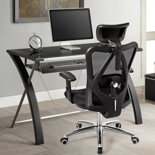 Adjustable Height Mesh Swivel High Back Office Chair - Color: Black