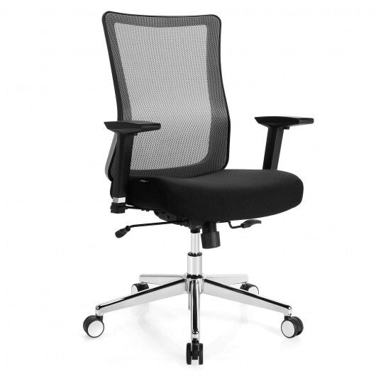 Ergonomic Mesh Office Chair Sliding Seat Height Adjustable with Armrest - Color: Black