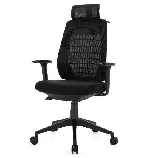 High Back Mesh Office Chair with Clothes Hanger - Color: Black