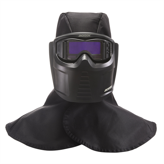 Jackson Safety - Welding Mask and Hood Kit - Auto Darkening -  Thermoplastic - 1.38" x 3.54" Viewing Area - Shade 3/5-12 ADF - Black - Rebel Series