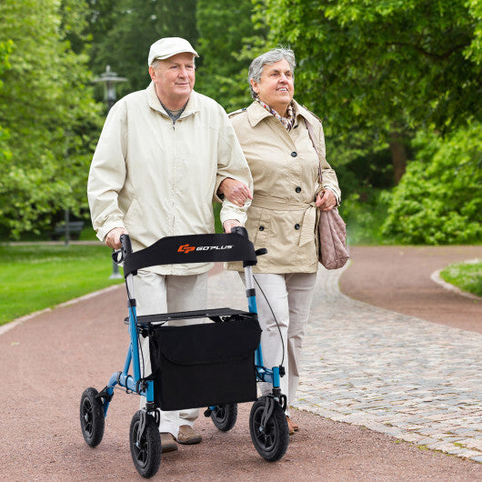 Height Adjustable Rollator Walker Foldable Rolling Walker with Seat for Seniors-Purple