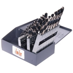 KnKut 29 Piece Jobber Length Drill Bit Set 1/16"-1/2" by 64ths 3/8" Reduced Shank